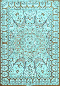 Medallion Light Blue Traditional Rug, tr4765lblu