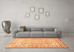 Machine Washable Medallion Orange Traditional Area Rugs in a Living Room, wshtr4765org