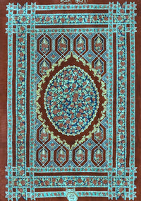 Medallion Light Blue Traditional Rug, tr4766lblu