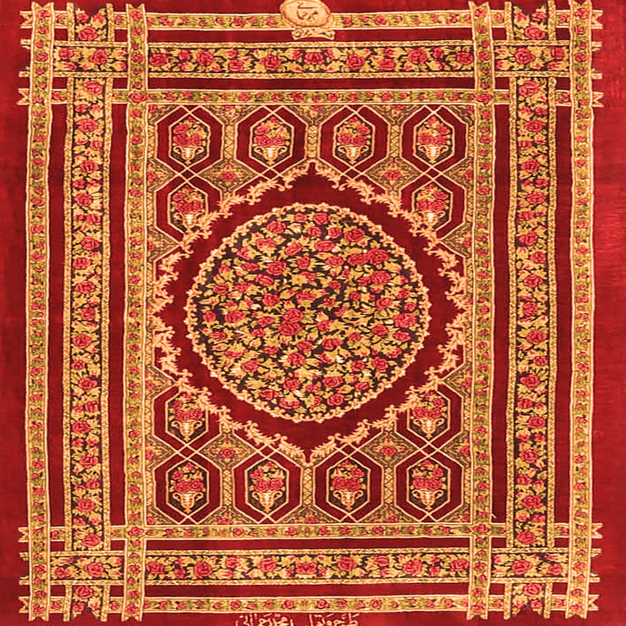 Serging Thickness of Medallion Orange Traditional Rug, tr4766org