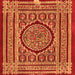 Serging Thickness of Medallion Orange Traditional Rug, tr4766org