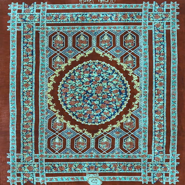 Square Medallion Light Blue Traditional Rug, tr4766lblu