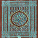 Square Medallion Light Blue Traditional Rug, tr4766lblu