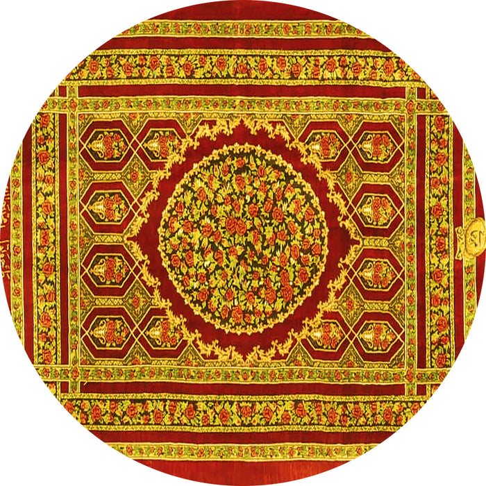 Round Medallion Yellow Traditional Rug, tr4766yw