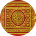 Round Medallion Yellow Traditional Rug, tr4766yw