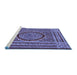 Sideview of Machine Washable Medallion Blue Traditional Rug, wshtr4766blu