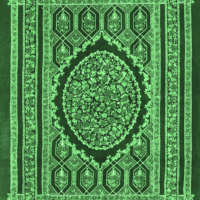 Machine Washable Medallion Emerald Green Traditional Area Rugs, wshtr4766emgrn