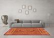 Machine Washable Medallion Orange Traditional Area Rugs in a Living Room, wshtr4766org