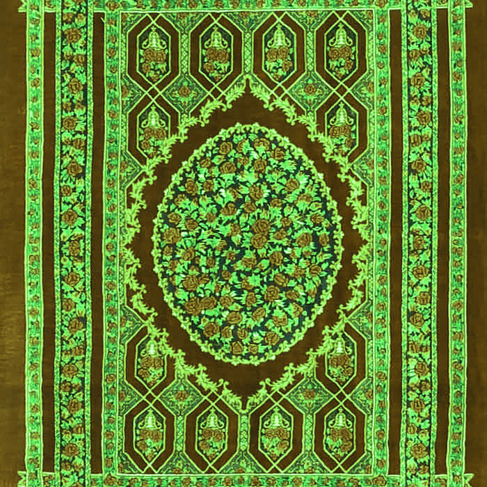 Serging Thickness of Machine Washable Medallion Green Traditional Area Rugs, wshtr4766grn
