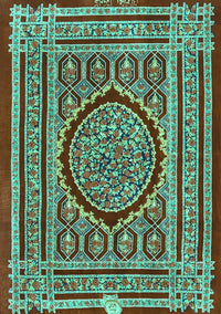 Medallion Turquoise Traditional Rug, tr4766turq