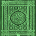 Square Machine Washable Medallion Emerald Green Traditional Area Rugs, wshtr4766emgrn