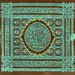 Square Medallion Turquoise Traditional Rug, tr4766turq