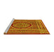 Sideview of Machine Washable Medallion Yellow Traditional Rug, wshtr4766yw