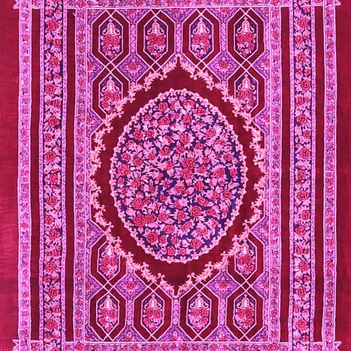 Machine Washable Medallion Pink Traditional Rug, wshtr4766pnk