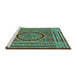 Sideview of Machine Washable Medallion Turquoise Traditional Area Rugs, wshtr4766turq