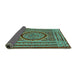 Sideview of Medallion Turquoise Traditional Rug, tr4766turq