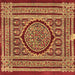 Square Machine Washable Medallion Brown Traditional Rug, wshtr4766brn