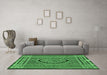 Machine Washable Medallion Emerald Green Traditional Area Rugs in a Living Room,, wshtr4766emgrn