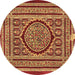 Round Medallion Brown Traditional Rug, tr4766brn