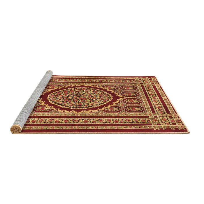 Sideview of Machine Washable Medallion Brown Traditional Rug, wshtr4766brn