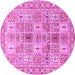Round Persian Pink Traditional Rug, tr4767pnk