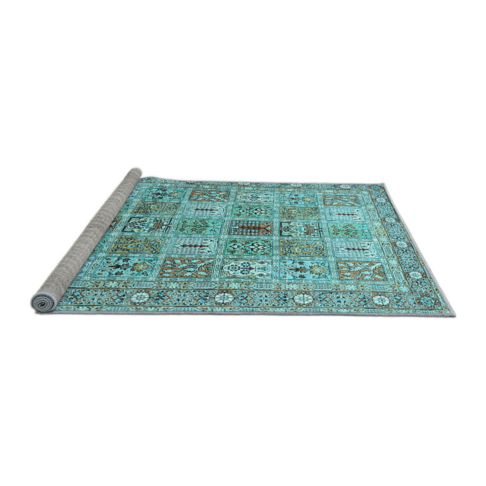 Sideview of Machine Washable Persian Light Blue Traditional Rug, wshtr4767lblu