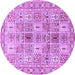 Round Machine Washable Persian Purple Traditional Area Rugs, wshtr4767pur