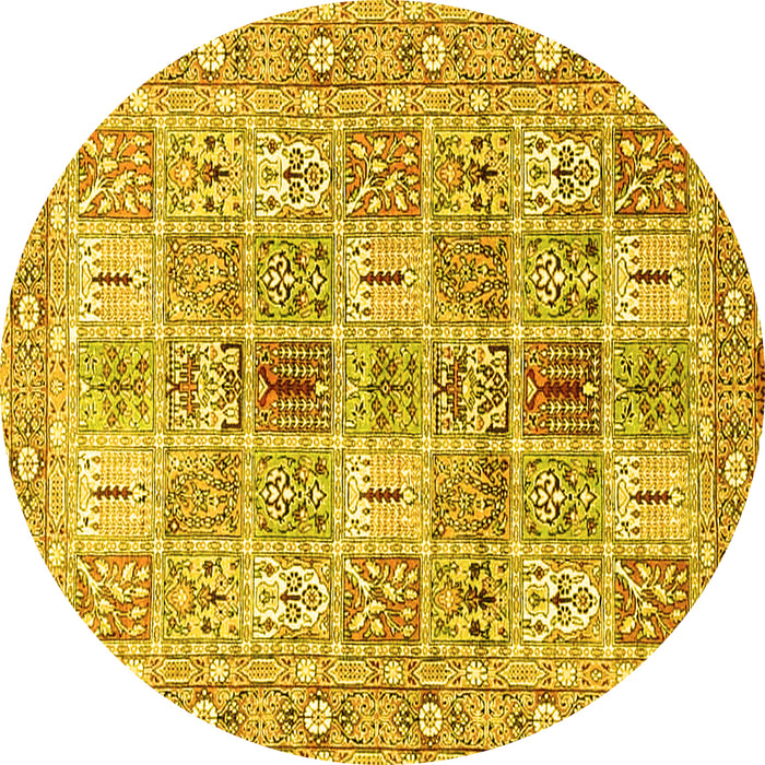 Round Persian Yellow Traditional Rug, tr4767yw