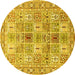 Round Persian Yellow Traditional Rug, tr4767yw