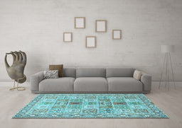 Machine Washable Persian Light Blue Traditional Rug in a Living Room, wshtr4767lblu