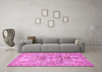 Machine Washable Persian Pink Traditional Rug, wshtr4767pnk