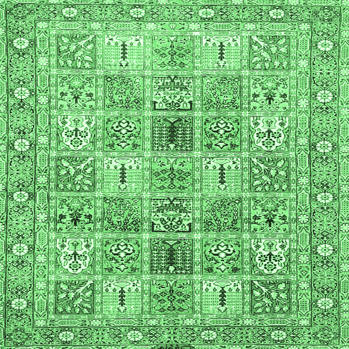 Square Persian Emerald Green Traditional Rug, tr4767emgrn