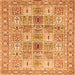 Round Machine Washable Persian Orange Traditional Area Rugs, wshtr4767org