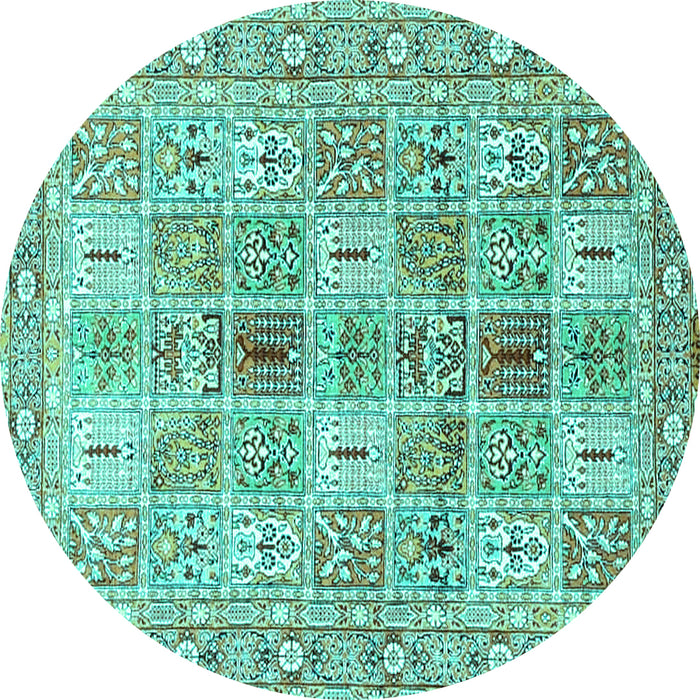 Round Machine Washable Persian Turquoise Traditional Area Rugs, wshtr4767turq