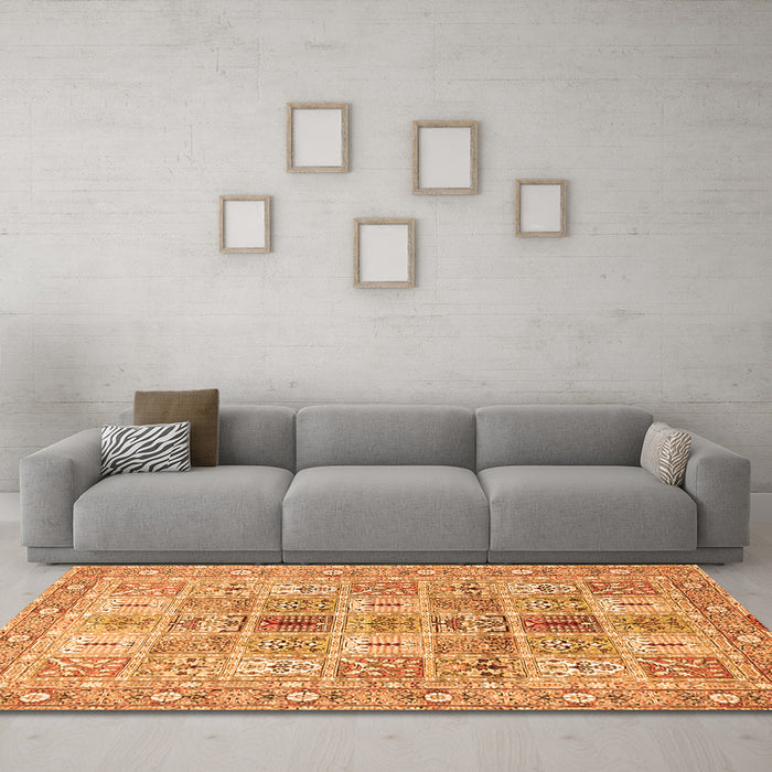 Machine Washable Persian Orange Traditional Area Rugs in a Living Room, wshtr4767org