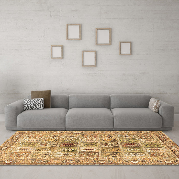 Machine Washable Persian Brown Traditional Rug in a Living Room,, wshtr4767brn