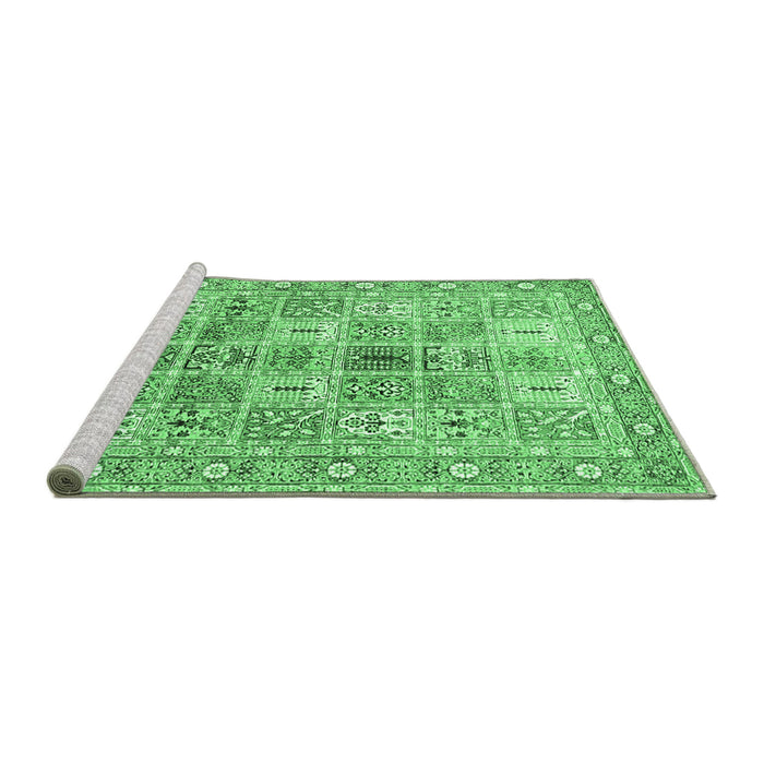 Sideview of Machine Washable Persian Emerald Green Traditional Area Rugs, wshtr4767emgrn
