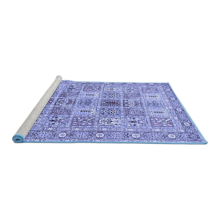 Sideview of Machine Washable Persian Blue Traditional Rug, wshtr4767blu