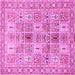 Square Machine Washable Persian Pink Traditional Rug, wshtr4767pnk