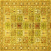 Square Machine Washable Persian Yellow Traditional Rug, wshtr4767yw