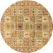 Round Machine Washable Persian Brown Traditional Rug, wshtr4767brn