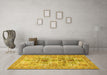 Machine Washable Persian Yellow Traditional Rug in a Living Room, wshtr4767yw