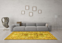 Machine Washable Persian Yellow Traditional Rug, wshtr4767yw