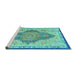 Sideview of Machine Washable Persian Turquoise Traditional Area Rugs, wshtr4768turq