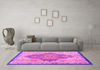 Machine Washable Persian Pink Traditional Rug, wshtr4768pnk