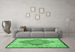 Machine Washable Persian Emerald Green Traditional Area Rugs in a Living Room,, wshtr4768emgrn