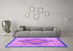 Machine Washable Persian Purple Traditional Area Rugs in a Living Room, wshtr4768pur