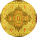 Round Machine Washable Persian Yellow Traditional Rug, wshtr4768yw