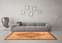 Machine Washable Persian Orange Traditional Rug, wshtr4768org