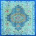 Square Machine Washable Persian Light Blue Traditional Rug, wshtr4768lblu